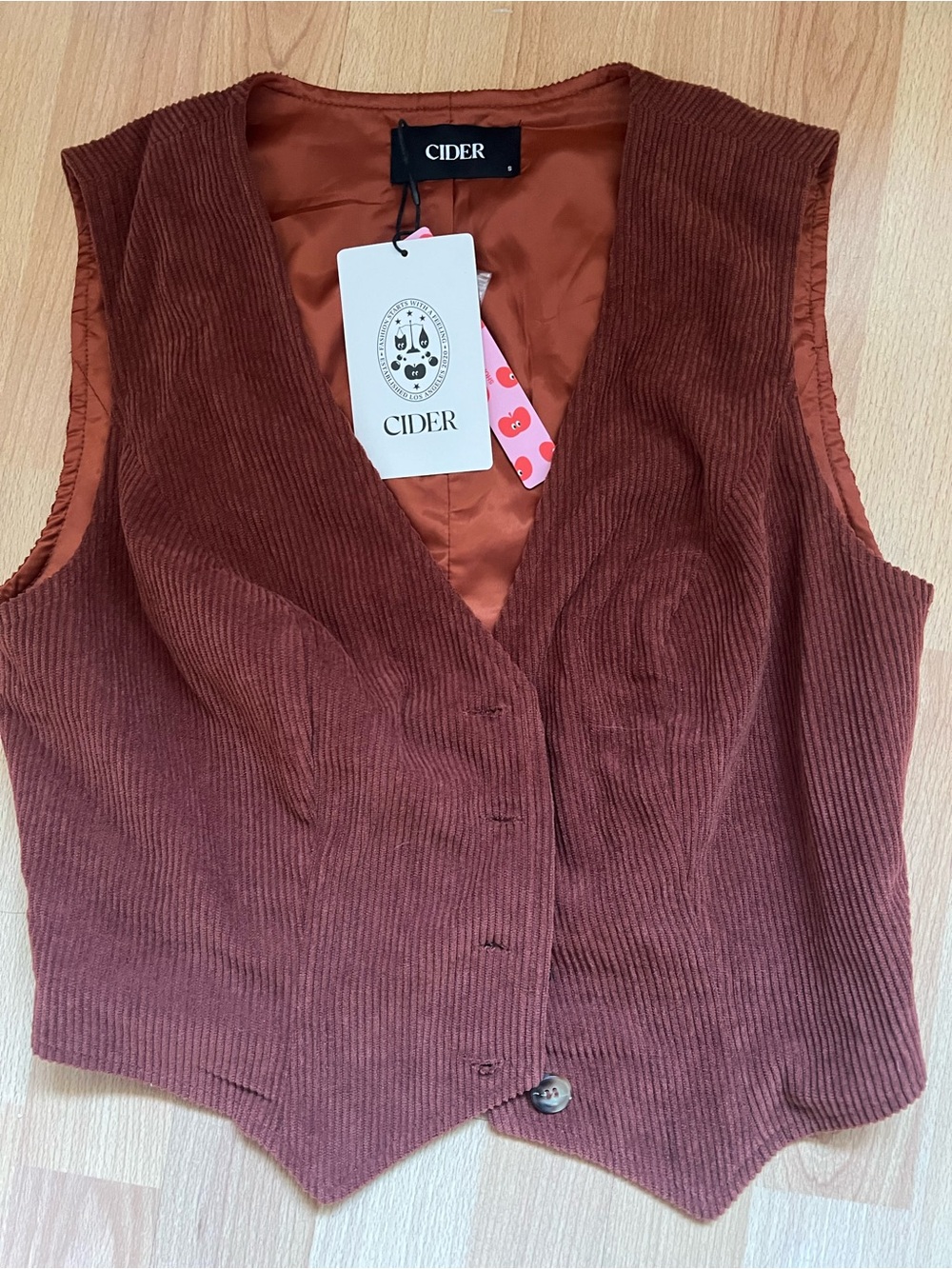 Cider Burnt Orange Corduroy Button Vest